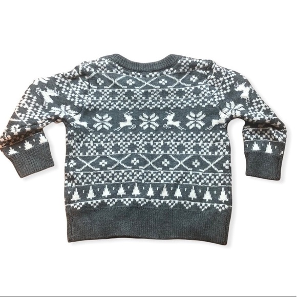 🎉3 For 15$🎉 Winter Snowflakes And Reindeers Gray Sweater Size 6-12 Months - Picture 2 of 4